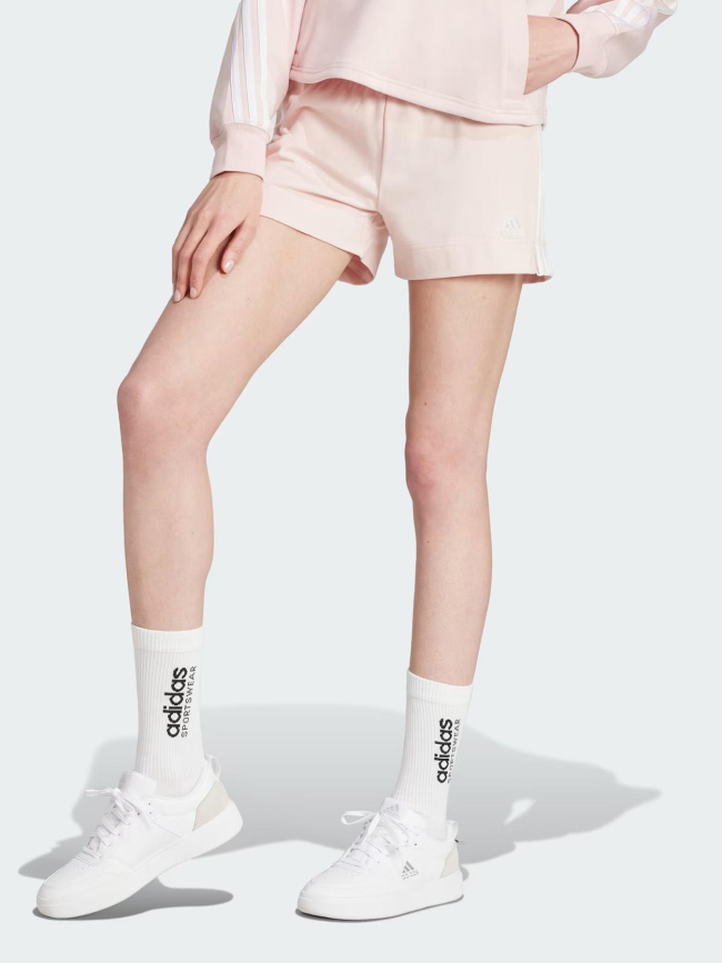 Short de sport essentials slim 3 stripes rose femme - Adidas