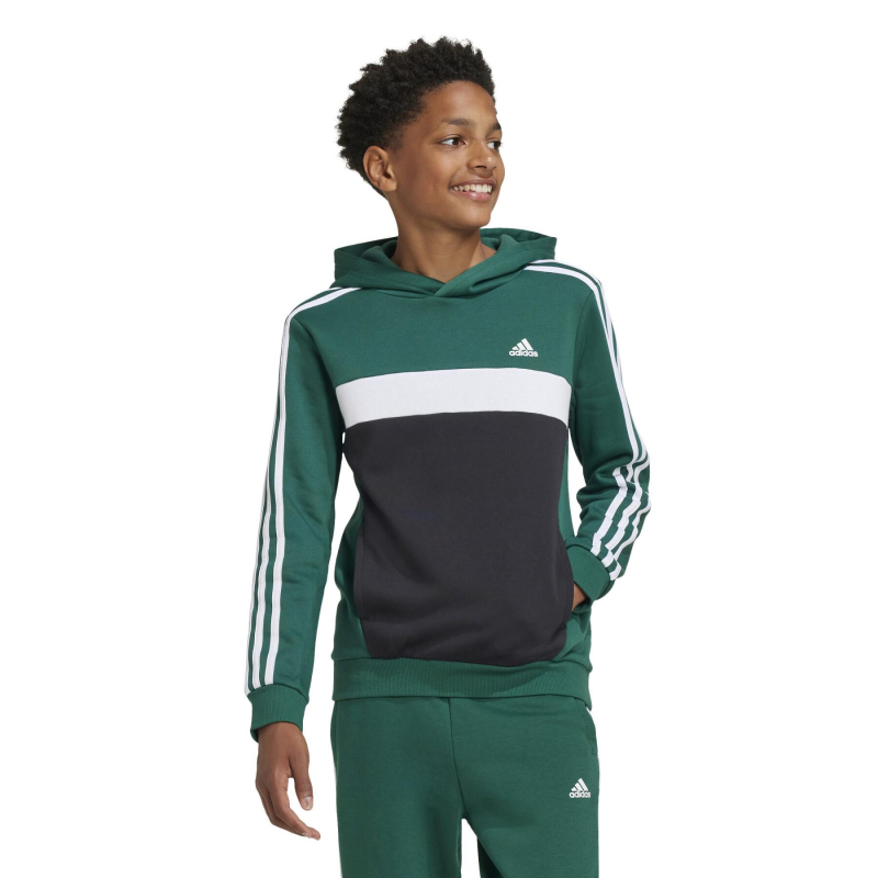 Sweat à capuche colorblock 3s vert noir enfant - Adidas