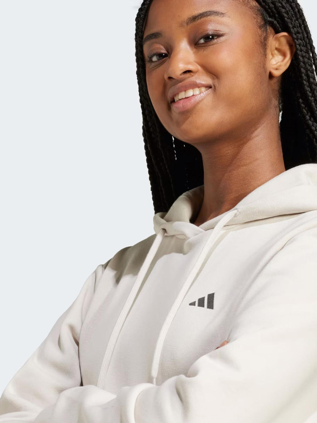 Sweat à capuche essentials small logo beige femme - Adidas