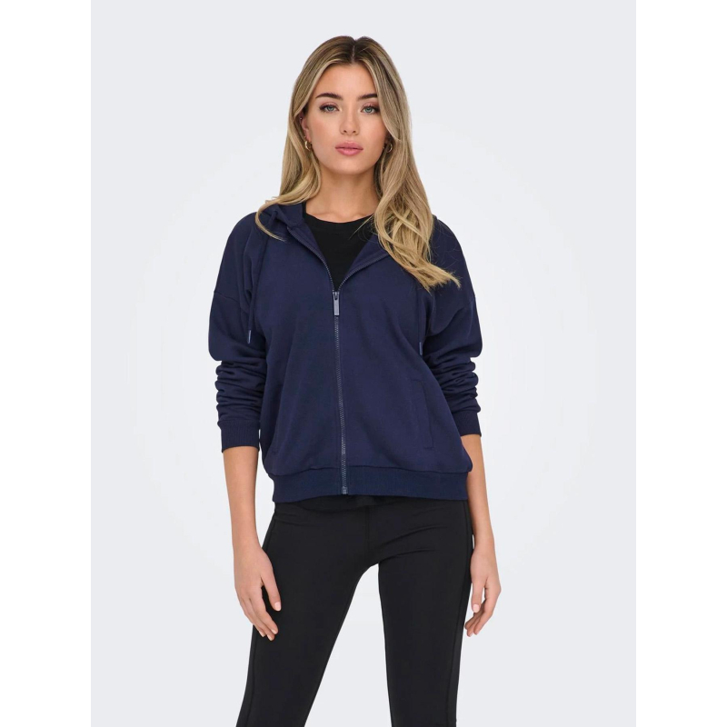 Sweat à capuche zippé onplux bleu marine femme - Only Play