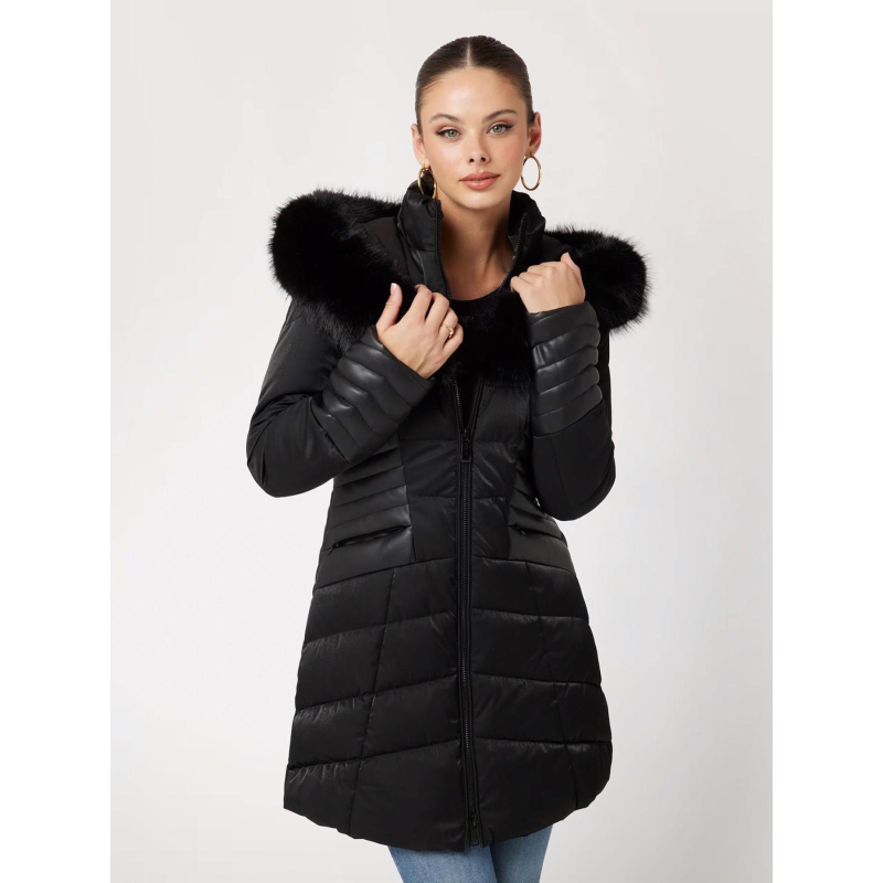 Doudoune cintrée bi-matière new oxana noir femme - Guess