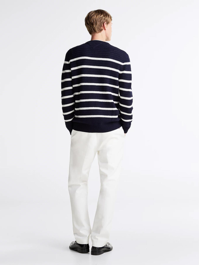 Pull rayé bleu marine blanc homme - Tommy Hilfiger