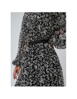 Robe plissé avec ceinture à motif floral noir femme - Salsa