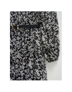 Robe plissé avec ceinture à motif floral noir femme - Salsa