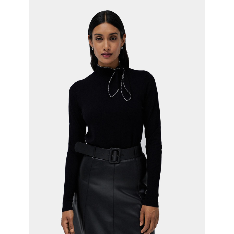 Pull slim avec nœud au col noir femme - Salsa