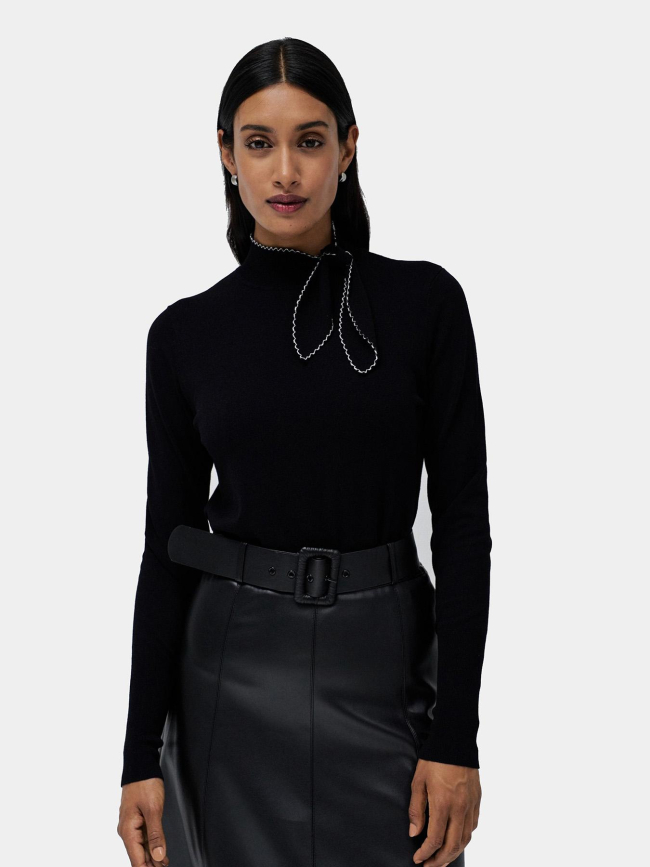 Pull slim avec nœud au col noir femme - Salsa