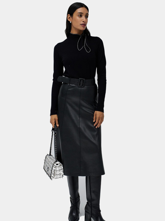 Pull slim avec nœud au col noir femme - Salsa