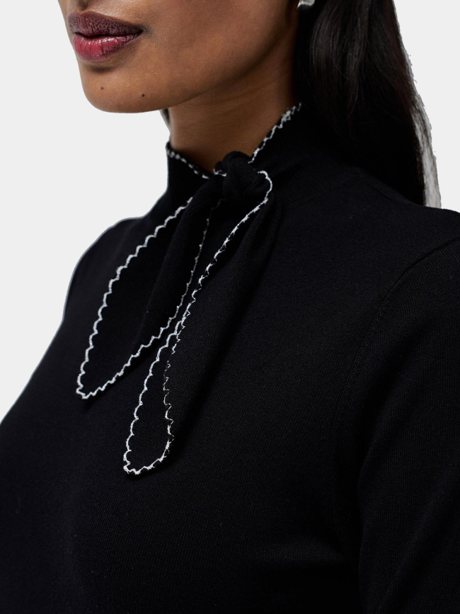 Pull slim avec nœud au col noir femme - Salsa