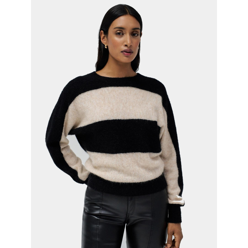 Pull en maille à rayures noir et beige femme - Salsa