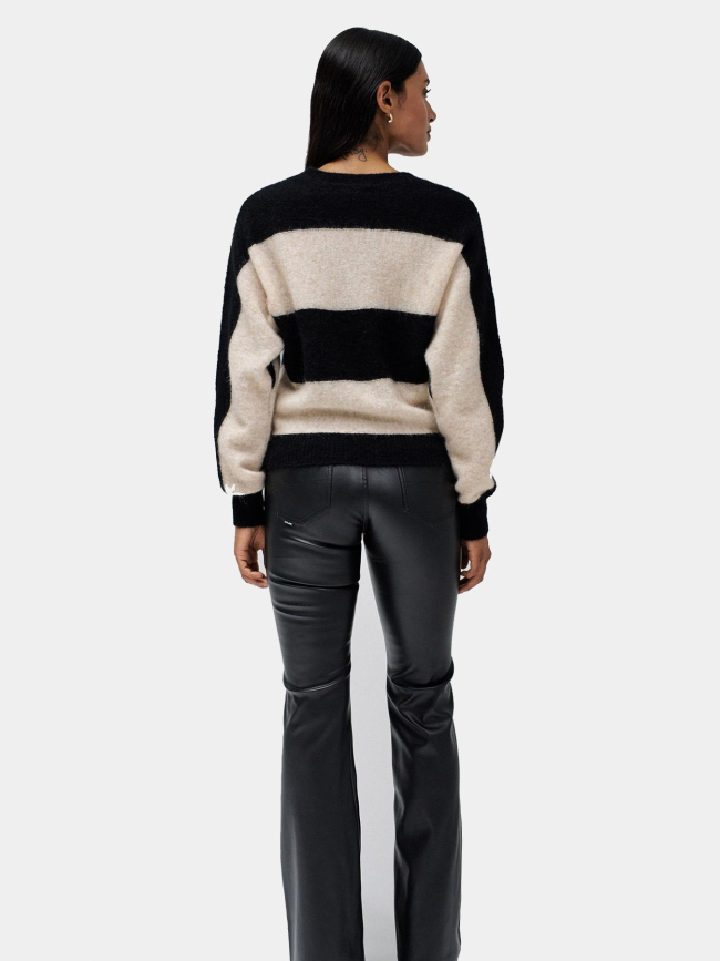 Pull en maille à rayures noir et beige femme - Salsa