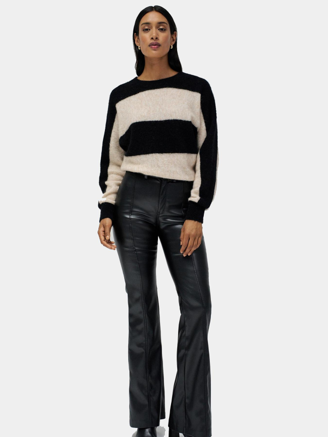 Pull en maille à rayures noir et beige femme - Salsa