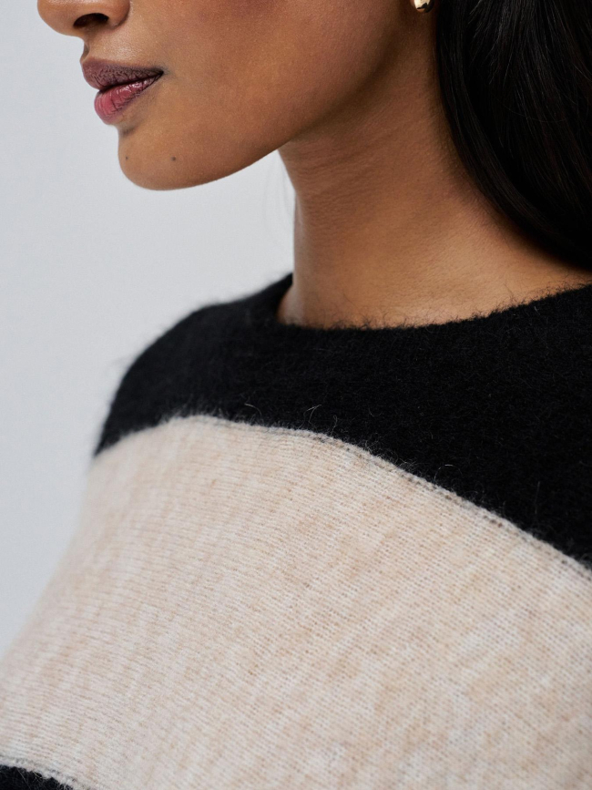 Pull en maille à rayures noir et beige femme - Salsa