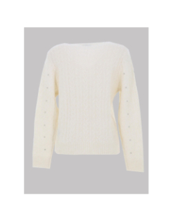 Pull col rond à sequins brillants blanc femme - Salsa