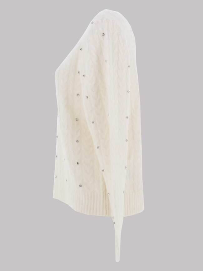 Pull col rond à sequins brillants blanc femme - Salsa