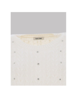 Pull col rond à sequins brillants blanc femme - Salsa