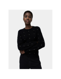 Pull col rond à sequins brillants noir femme - Salsa