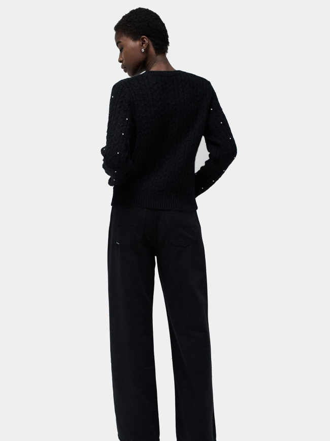 Pull col rond à sequins brillants noir femme - Salsa