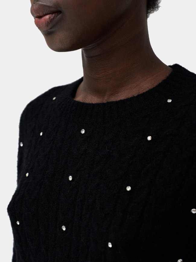 Pull col rond à sequins brillants noir femme - Salsa