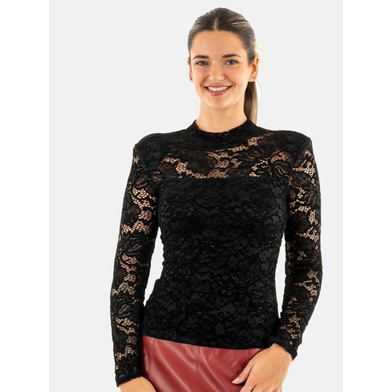 Top dentelle col montant noir femme - Salsa