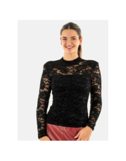 Top dentelle col montant noir femme - Salsa