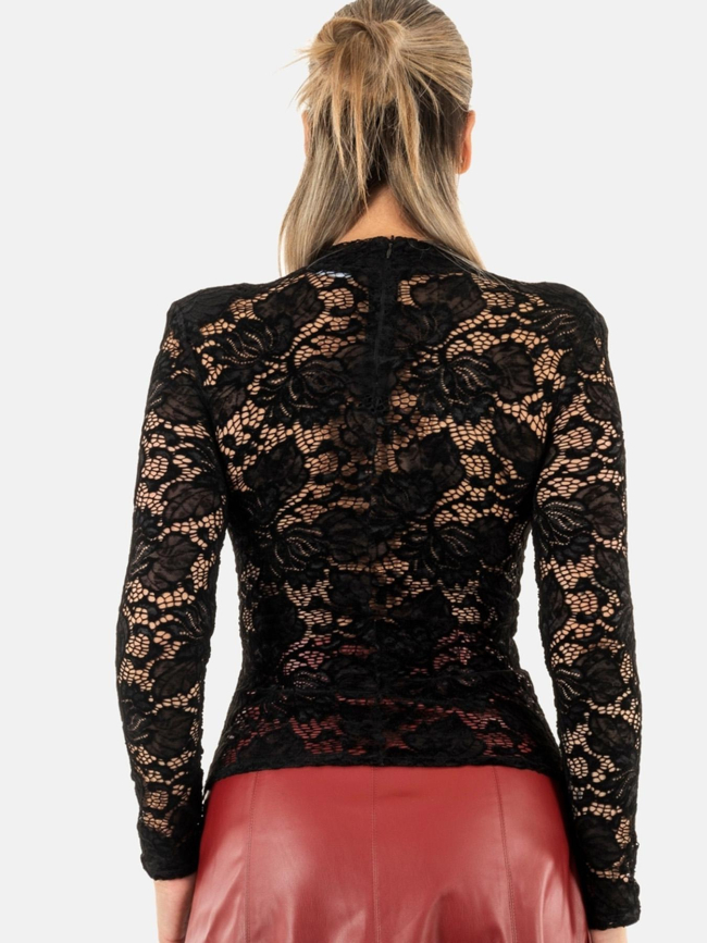 Top dentelle col montant noir femme - Salsa