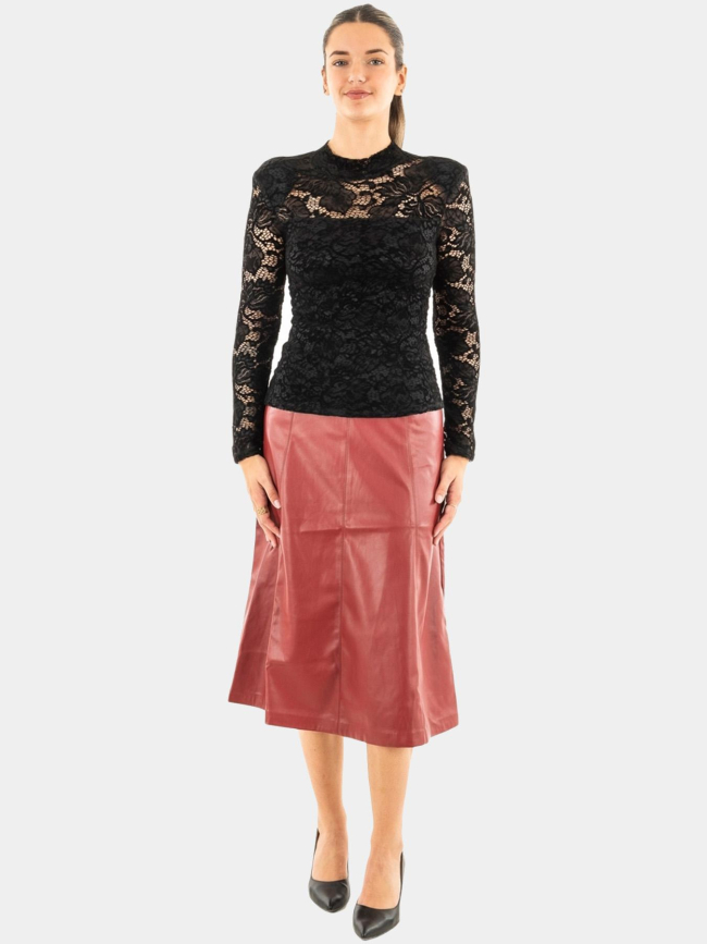 Top dentelle col montant noir femme - Salsa