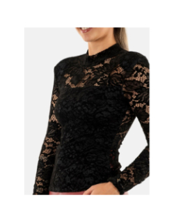 Top dentelle col montant noir femme - Salsa