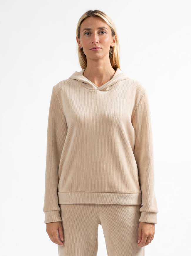 Sweat à capuche velours dooltin beige femme - Sun Valley