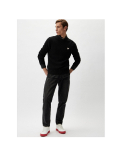 Pull en coton logo triangle bleu marine homme - Guess