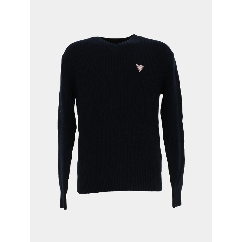 Pull en coton logo triangle bleu marine homme - Guess