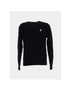 Pull en coton logo triangle bleu marine homme - Guess