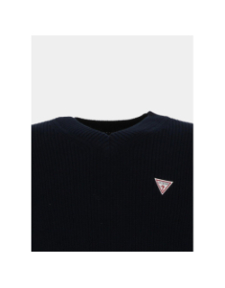 Pull en coton logo triangle bleu marine homme - Guess