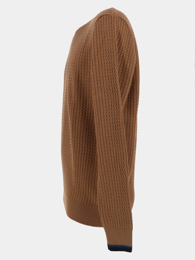 Pull en laine torsadé fairland marron homme - Benson & Cherry