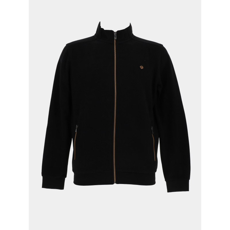 Pull zippé effet velours maoh noir homme - Benson & Cherry