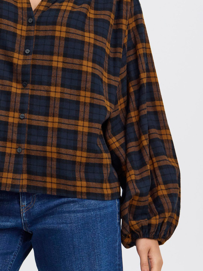 Chemisier à carreaux tamanna marron femme - Ichi