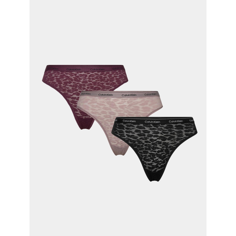 Pack 3 culottes brésiliennes noir mauve femme - Calvin Klein