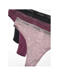 Pack 3 culottes brésiliennes noir mauve femme - Calvin Klein