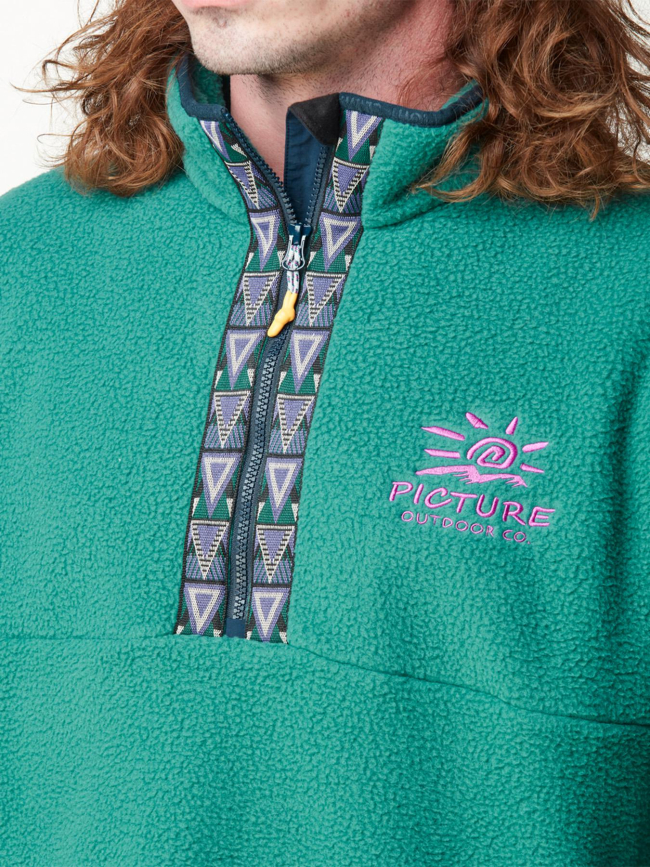 Pull en polaire sherpa à col zippé gamvik vert homme - Picture