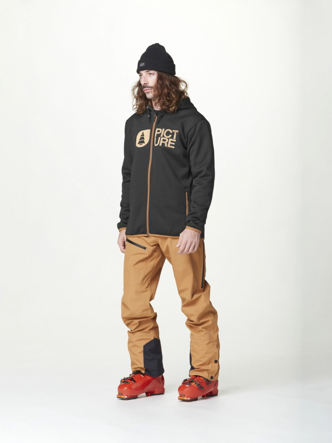 Sweat zippé à capuche technique park noir homme - Picture