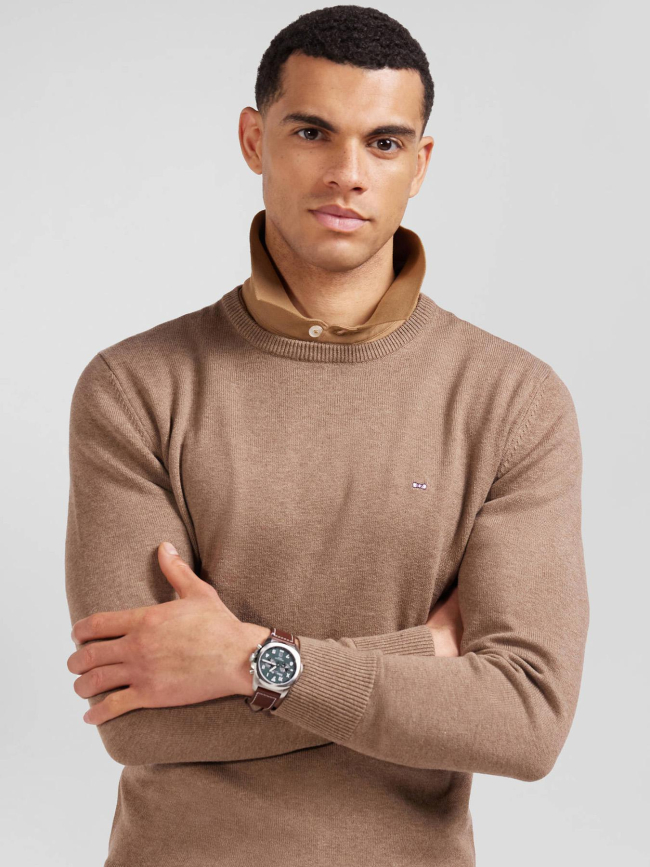 Pull col rond edinburgh marron homme - Eden Park