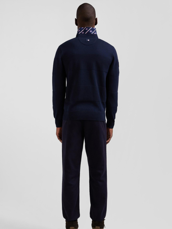 Pull col polo en coton audace bleu marine homme - Eden Park