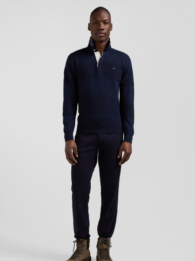 Pull col polo en coton audace bleu marine homme - Eden Park