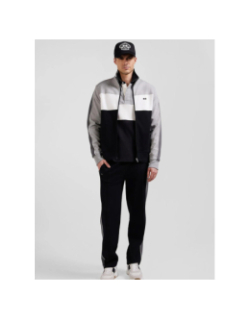 Sweat zippé colorblock  noir gris et blanc homme - Eden Park