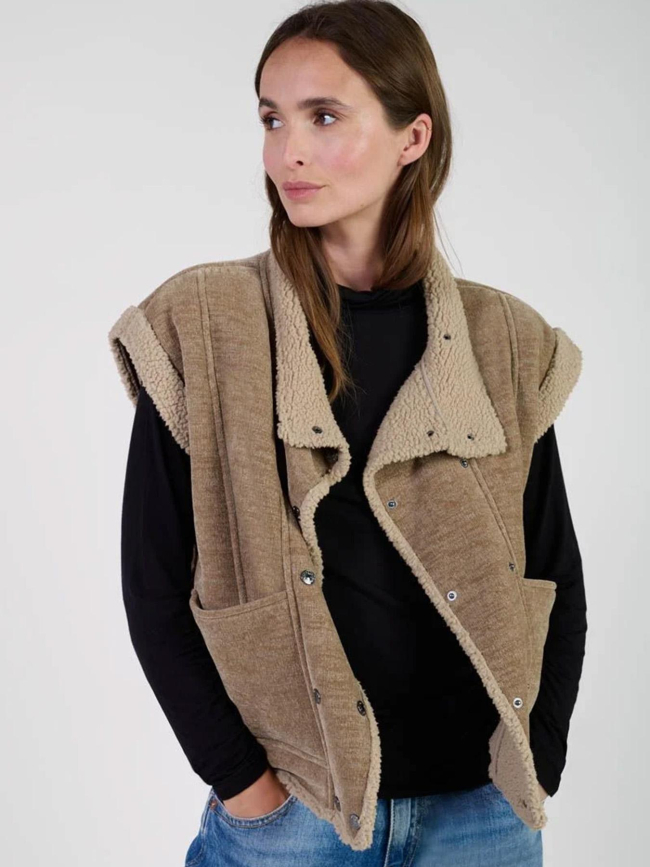 Veste sans manche fuji marron femme - Le Temps Des Cerises