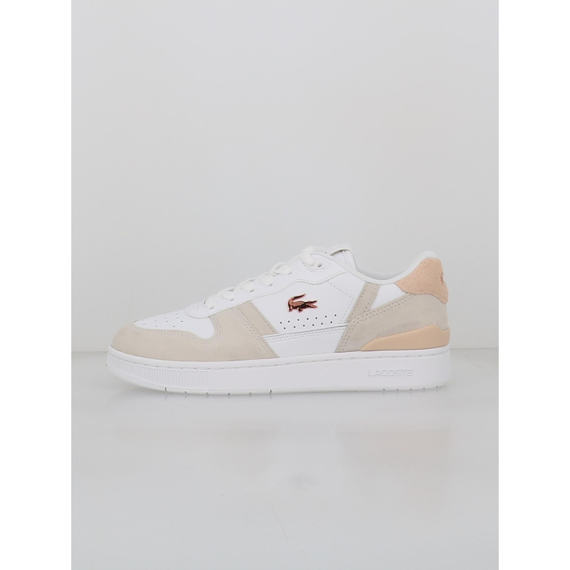 Baskets t-clip set blanc beige femme - Lacoste