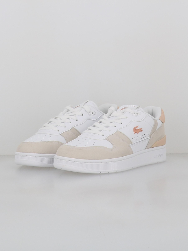Baskets t-clip set blanc beige femme - Lacoste
