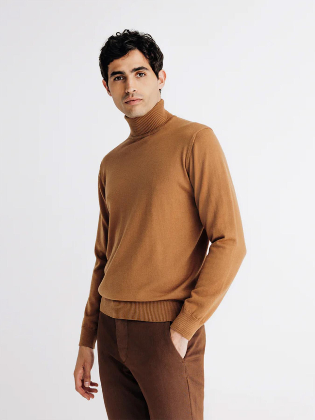 Pull en laine à col roulé bruno marron homme - Izac