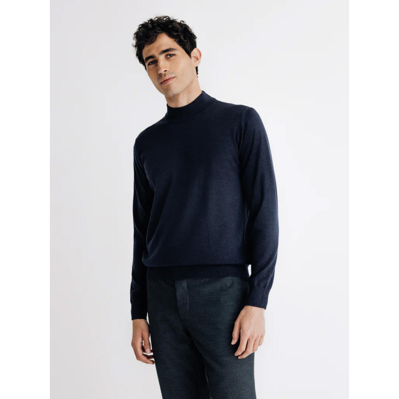 Pull à col montant brice bleu marine homme - Izac