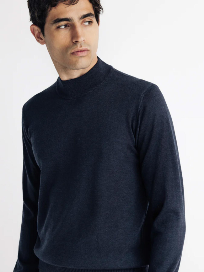 Pull à col montant brice bleu marine homme - Izac
