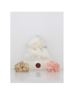 Bonnet polaire à pompons angel face blanc - Cabaïa